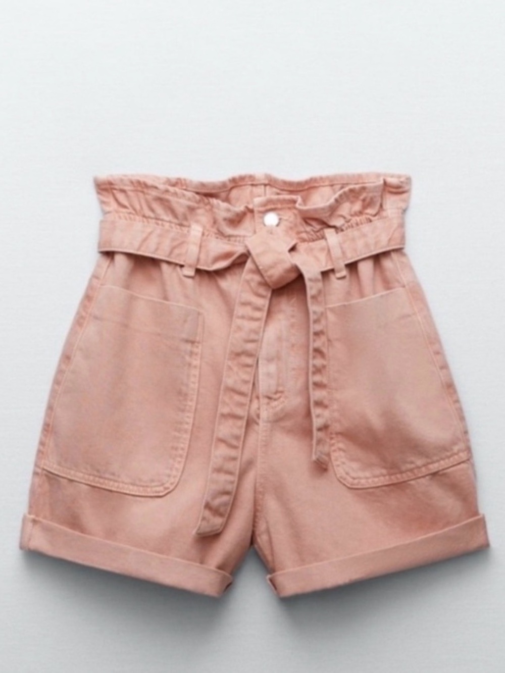 ZARA High-Waist Tie Belt Shorts